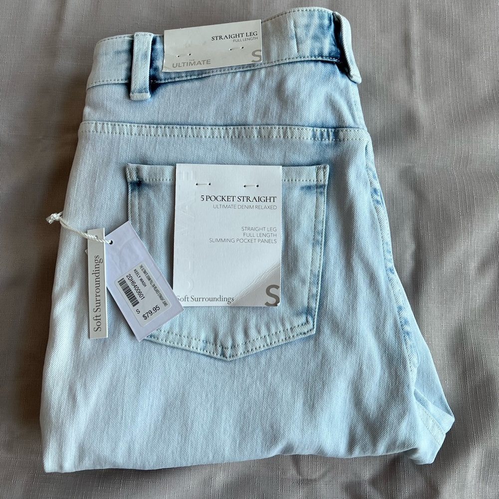 Soft Surroundings Ultimate Denim Blue Relaxed Straight Jeans Size SMALL(6-8)-NWT